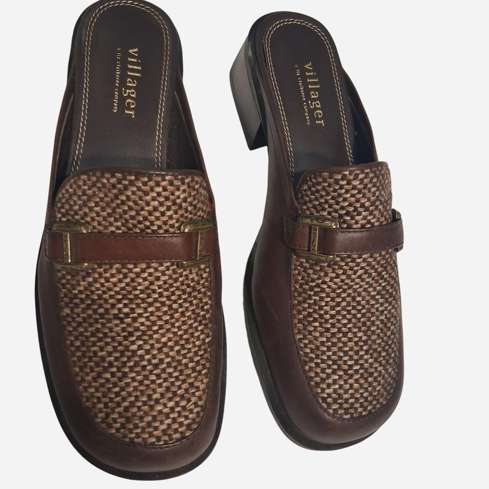 Womens Vintage 90s Villager by Liz Claiborne Woven Mules 🤎 dark academia